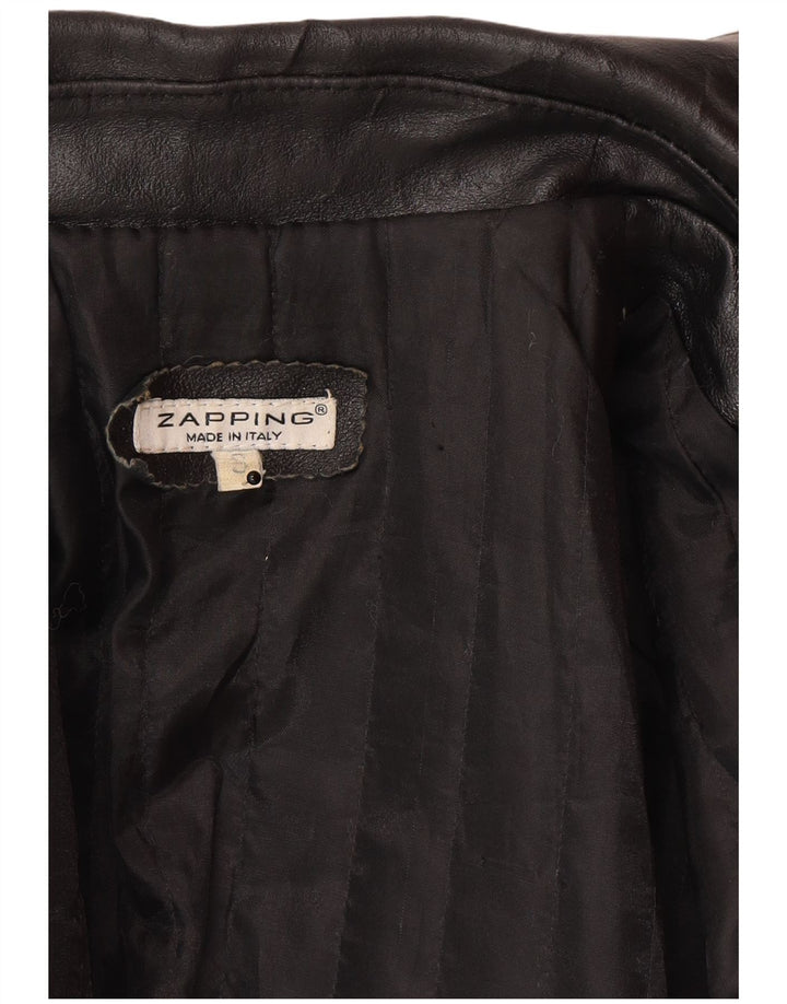 Vintage Damen Lederjacke UK 10 Kleines schwarzes Leder