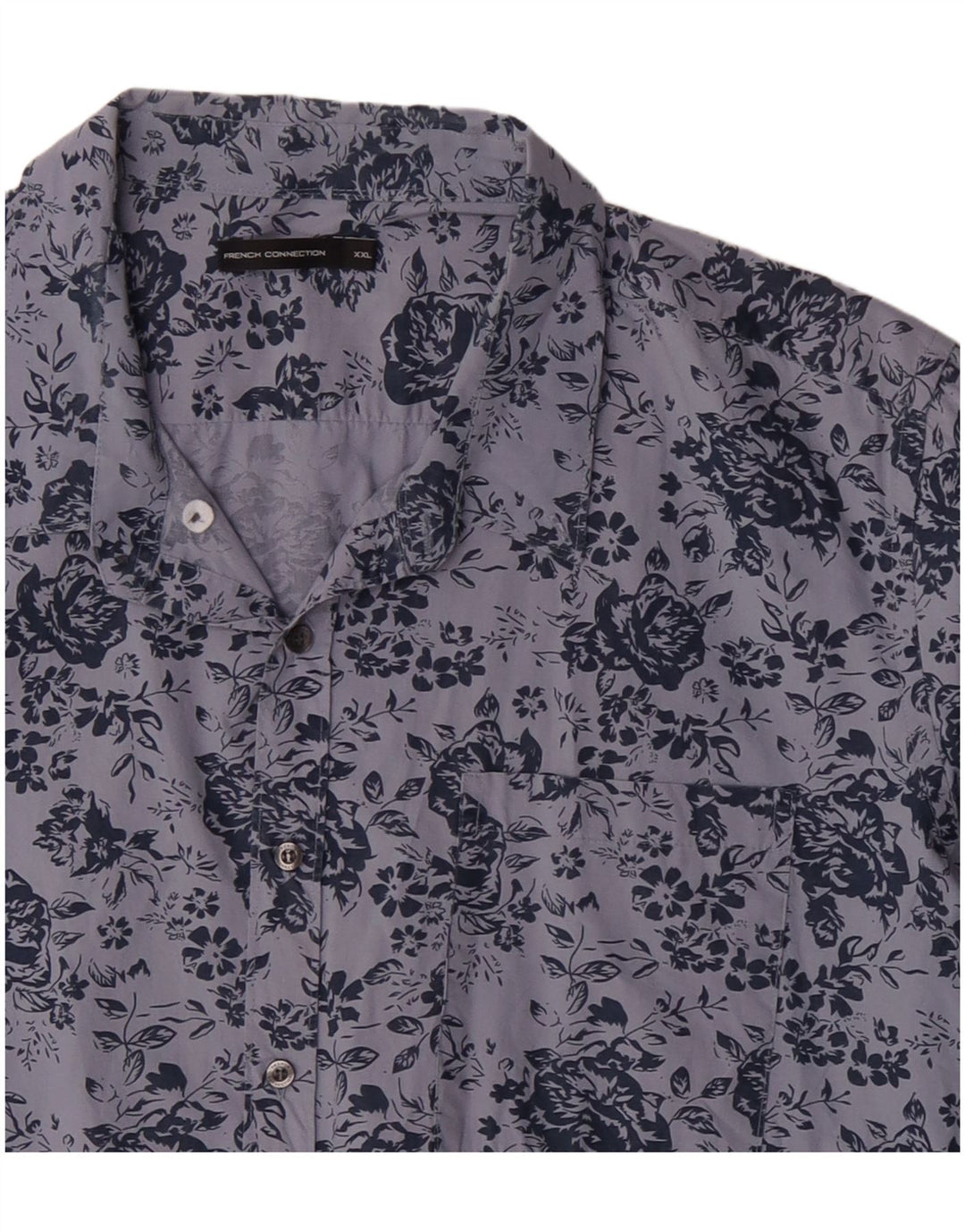 French Connection Herrenhemd 2XL Blau geblümt Baumwolle