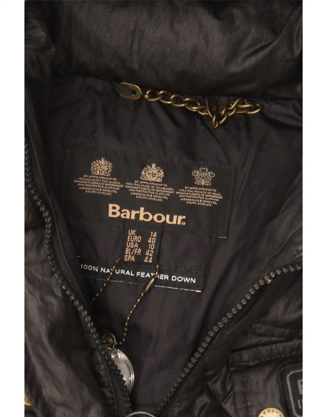 BARBOUR Wattierte Damenjacke mit Kapuze, UK 14, Größe L, Schwarz