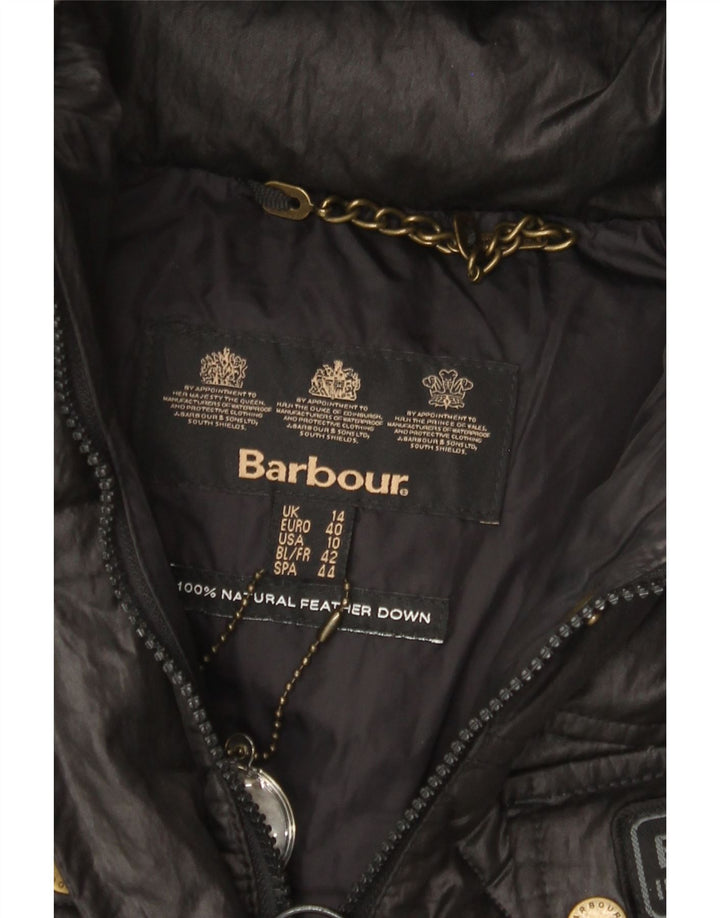 BARBOUR Wattierte Damenjacke mit Kapuze, UK 14, Größe L, Schwarz