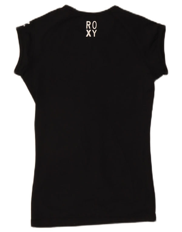 Roxy Womens Graphic T-Shirt Top UK 8 Small Schwarz Polyester