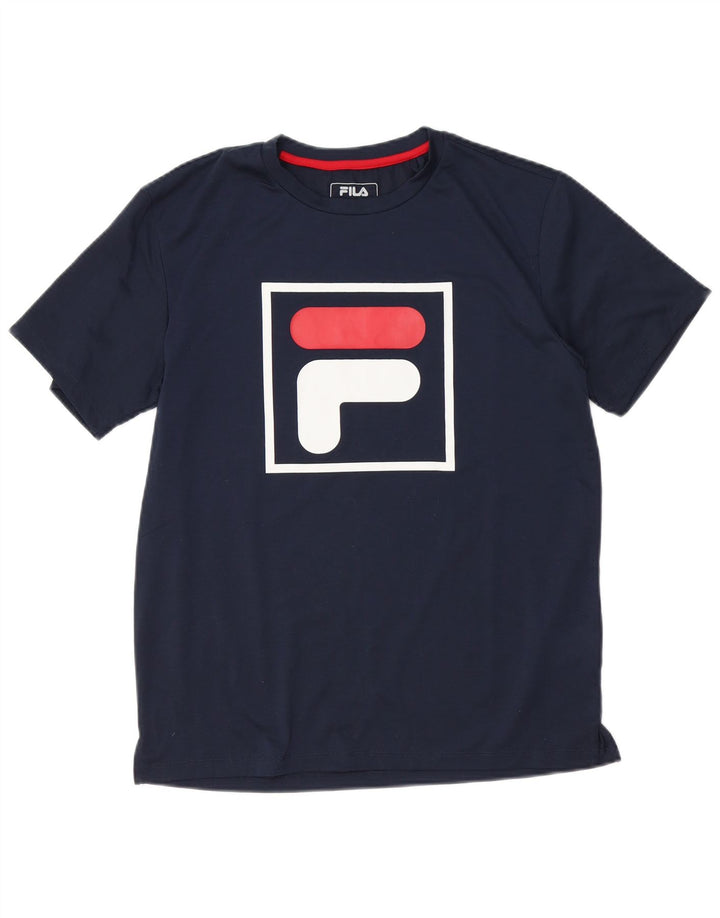 Fila Herren Grafik-T-Shirt-Oberteil Mittelmarineblaues Polyester