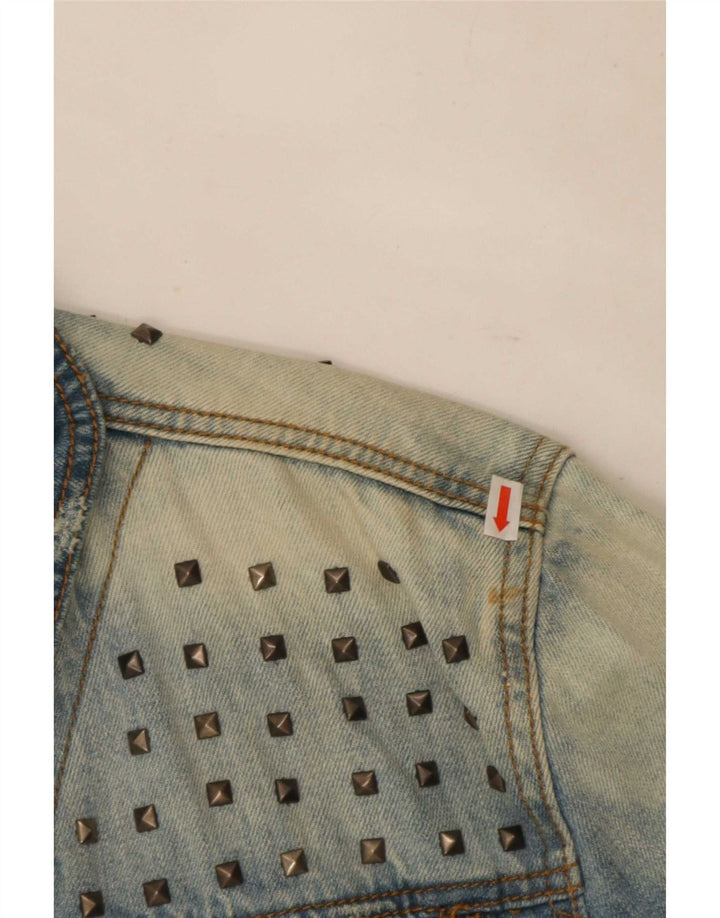 Vintage Herren Distressed Jeansjacke UK 42 XL Blaue Baumwolle