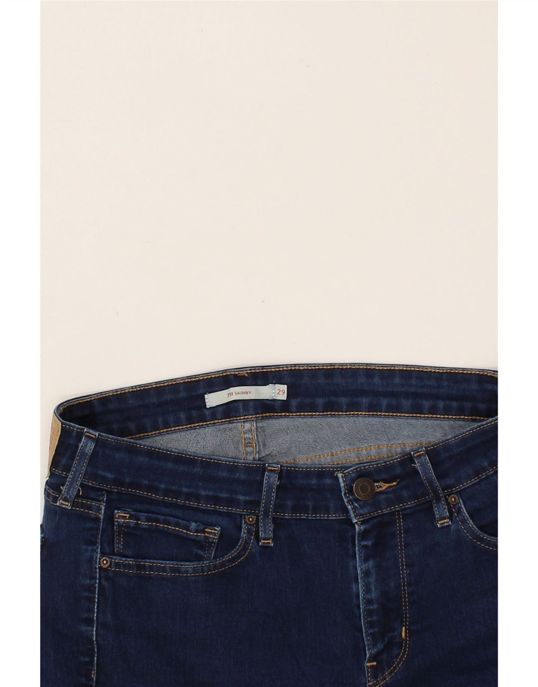 LEVI'S Womens 711 Skinny Denim Shorts W29 Medium Blue Cotton Vintage Levi's and Second-Hand Levi's from Messina Hembry 