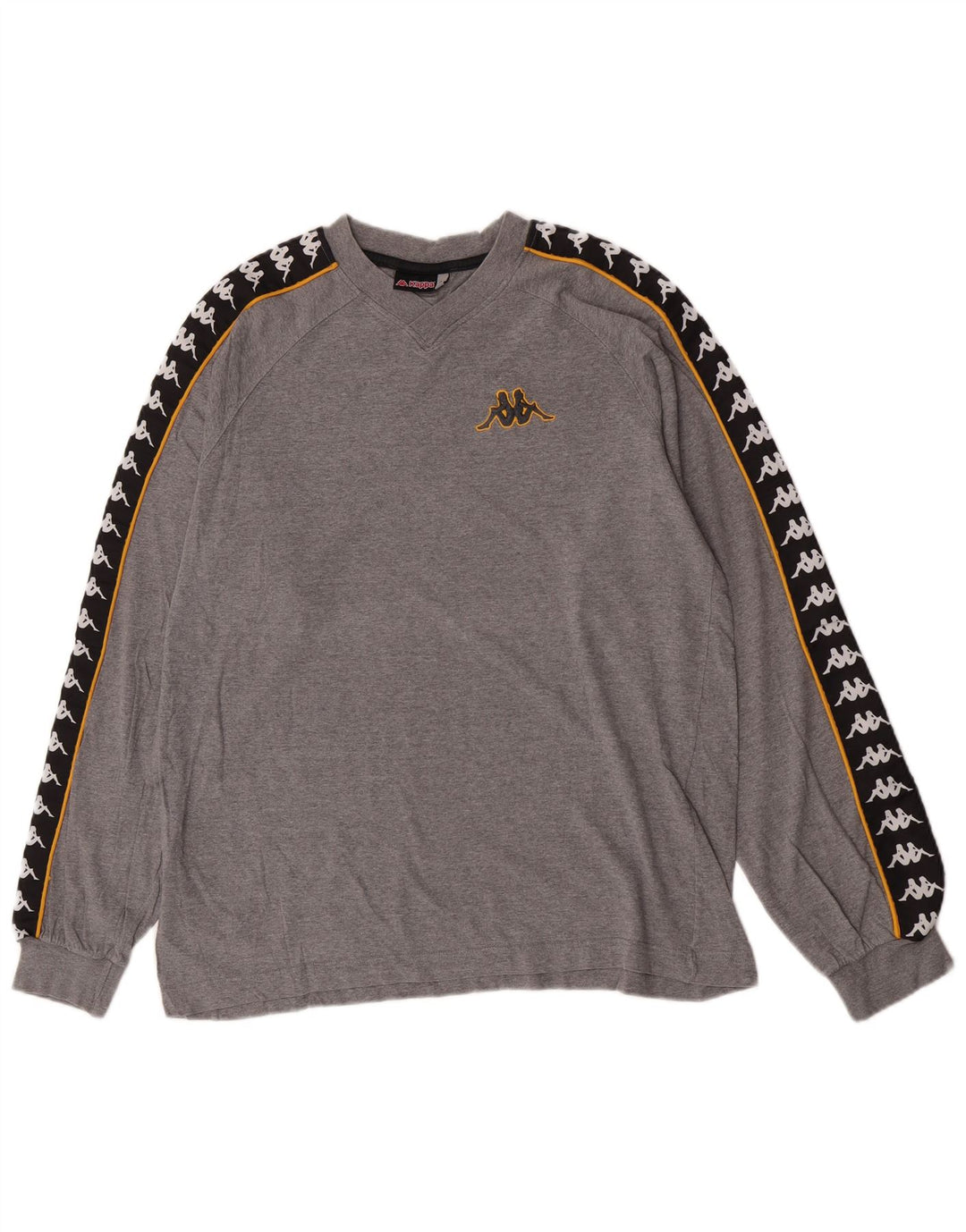 Kappa Herren Grafik-Top, langärmelig, groß, Grau, Colourblock-Baumwolle