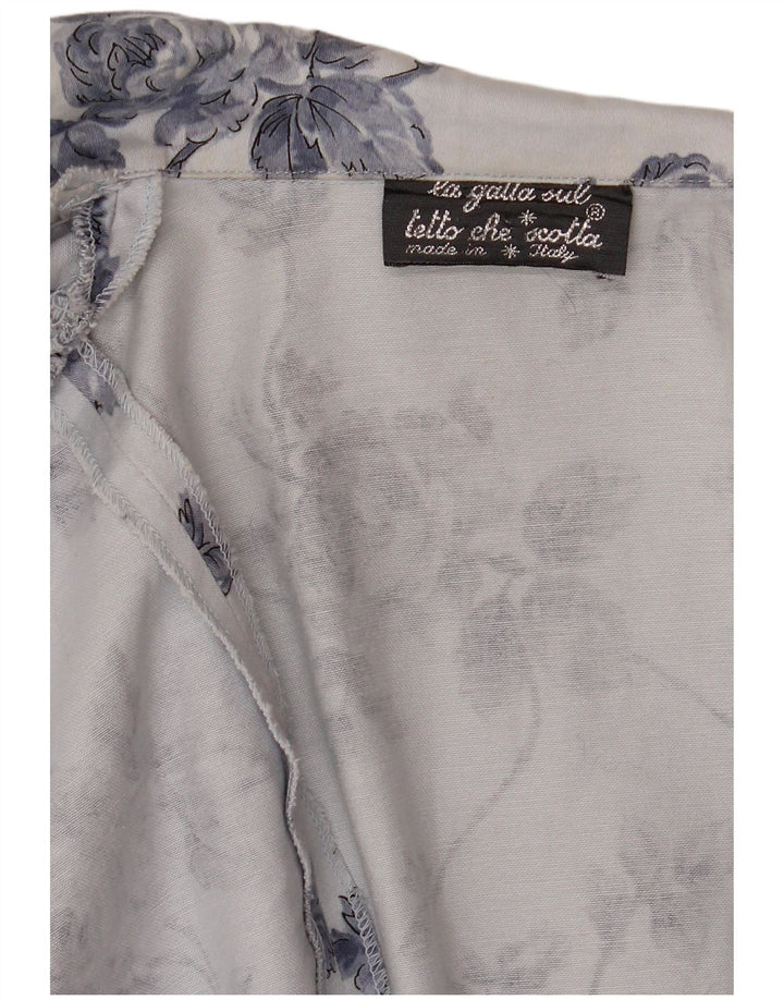 Vintage Damen 1 Knopf Bolero Jacke UK 14 Mittelblau geblümt