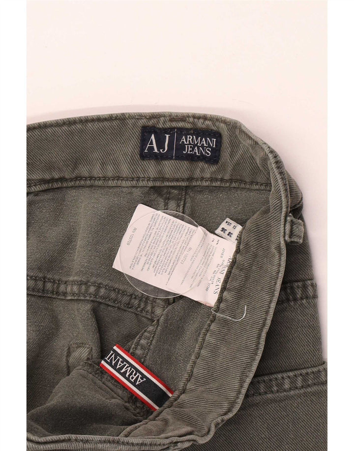 Armani Herren Straight Jeans W36 L34 Grüne Baumwolle