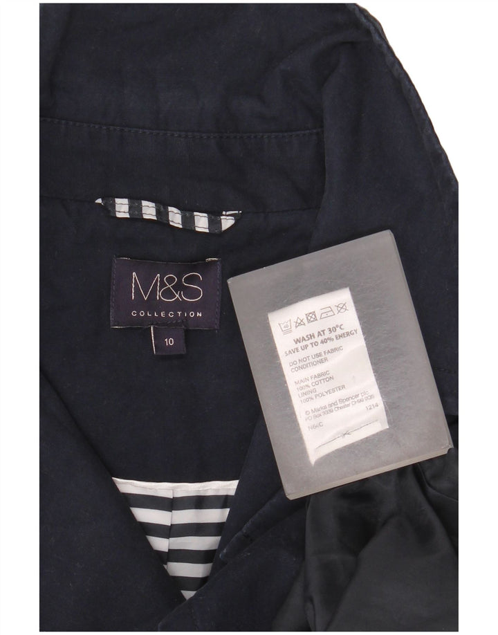 Marks & Spencer Damen Pea Coat UK 10 Small Marineblaue Baumwolle