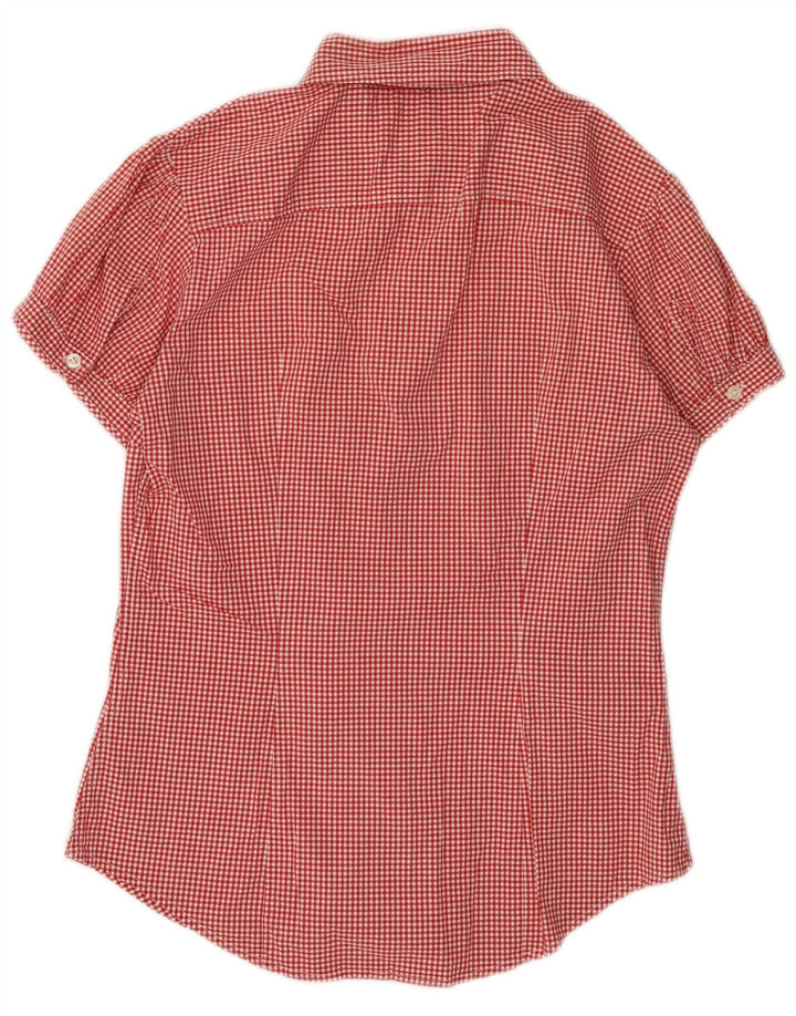 Tommy Hilfiger Damen Kurzarmhemd US 8 Medium Red Gingham