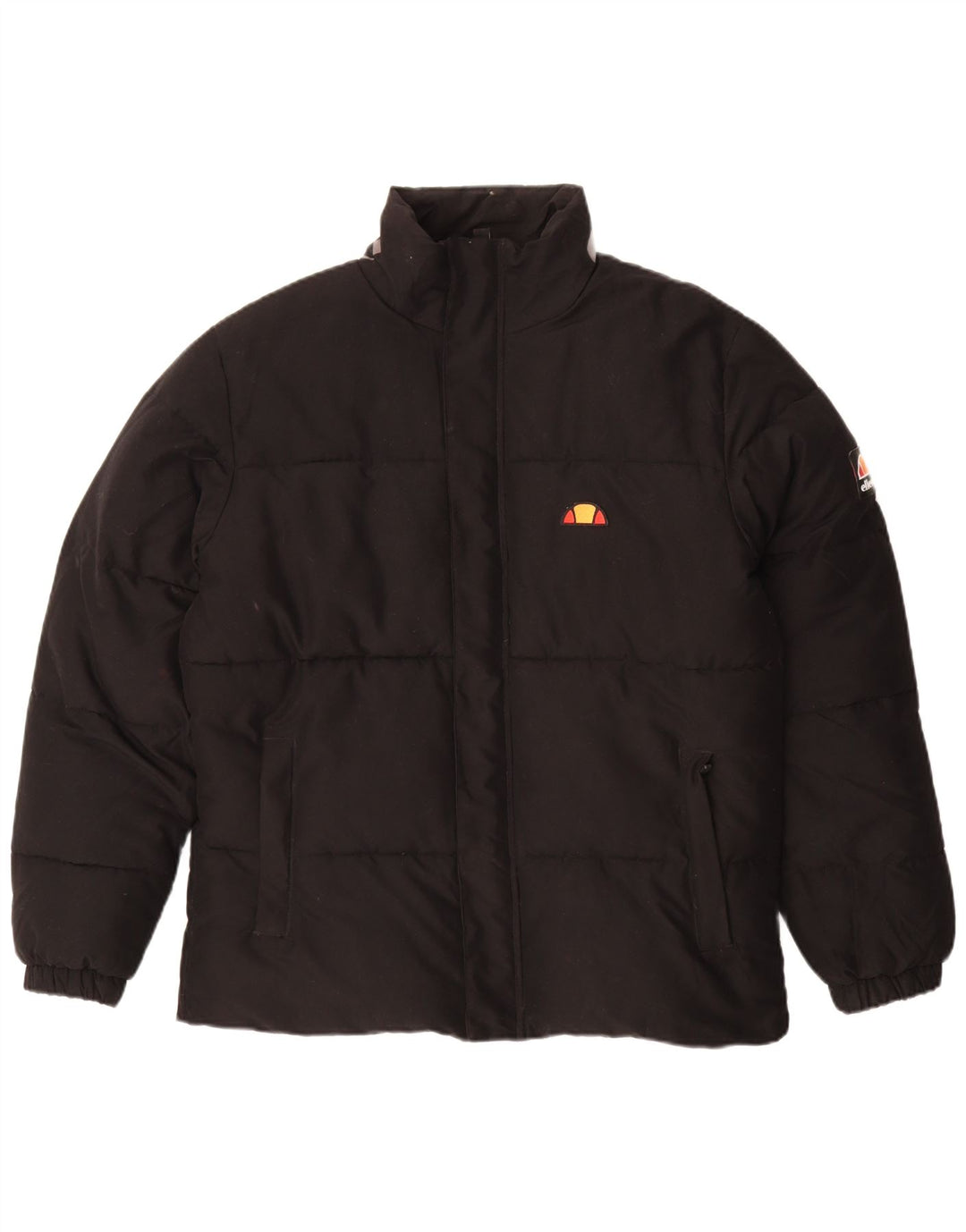 Ellesse Mens Graphic Wattierte Jacke UK 40 Large Schwarz Polyester