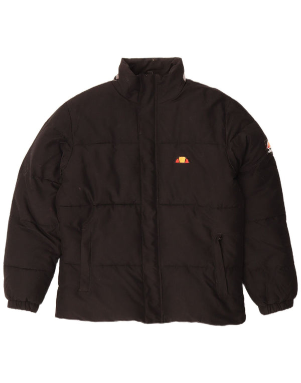 Ellesse Mens Graphic Wattierte Jacke UK 40 Large Schwarz Polyester