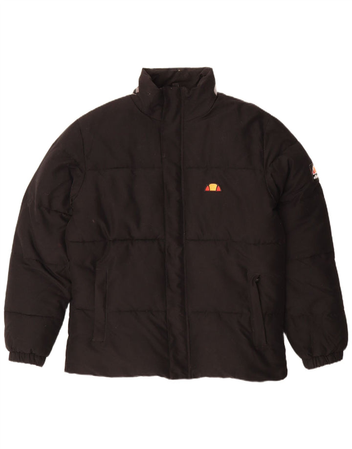 Ellesse Mens Graphic Wattierte Jacke UK 40 Large Schwarz Polyester