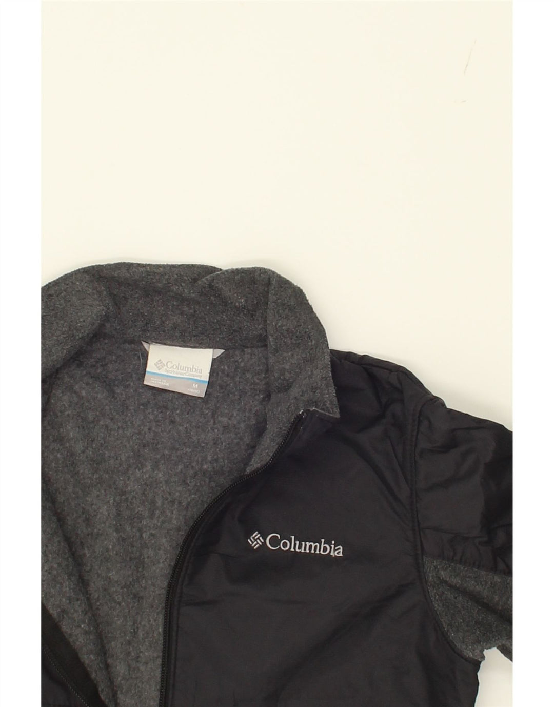 COLUMBIA Boys Fleece Jacket 10-11 Years Medium Grey Colourblock Polyester Vintage Columbia and Second-Hand Columbia from Messina Hembry 