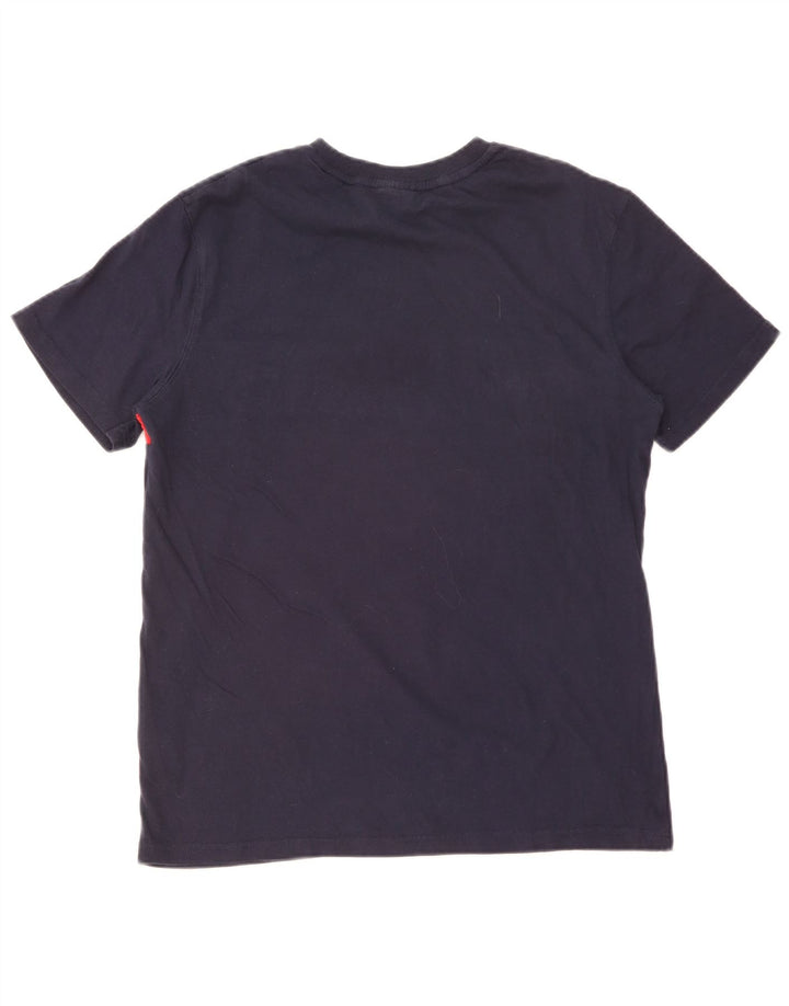Fila Herren Grafik-T-Shirt-Oberteil aus mittelblauer, marineblauer Colourblock-Baumwolle