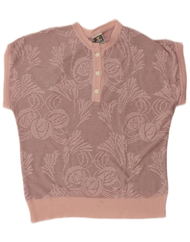 FREYA Damen-Pullover mit Rundhalsausschnitt, EU 40, Mittelrosa mit Blumenmuster