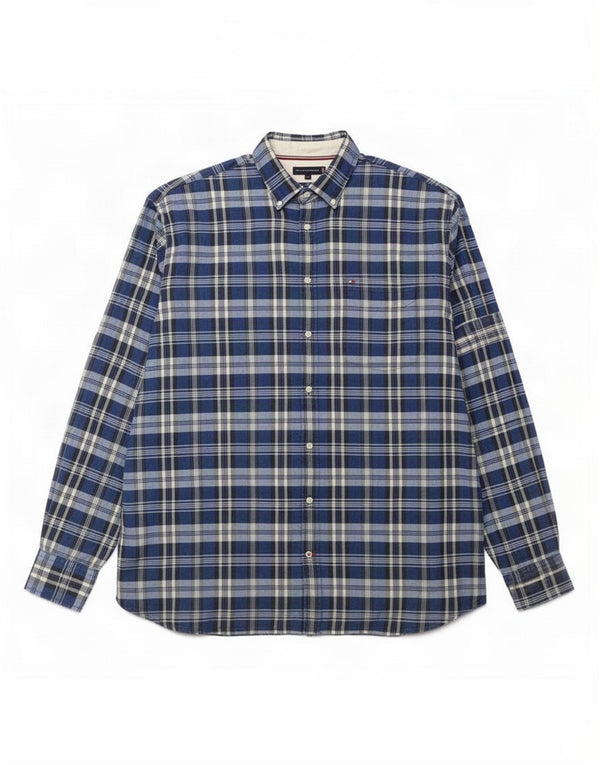 Tommy Hilfiger Herren-Hemd, groß, 4XL, marineblau, kariert, Baumwolle