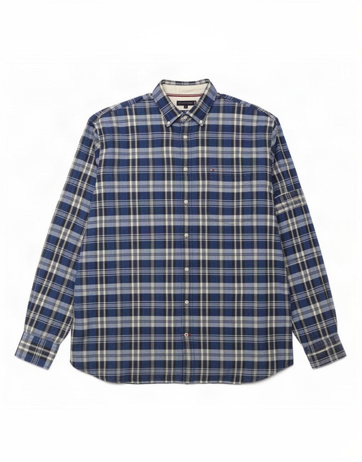 Tommy Hilfiger Herren-Hemd, groß, 4XL, marineblau, kariert, Baumwolle