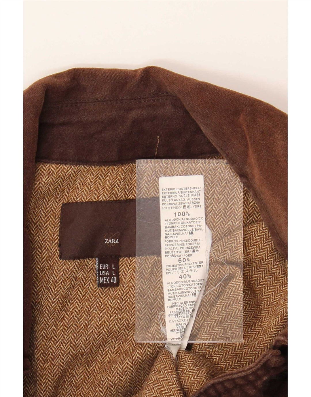 Zara Herren Bomberjacke UK 40 Große braune Baumwolle