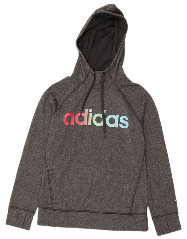 Adidas Damen Climawarm Graphic Hoodie Pullover UK 8/10 Small Grau Polyester