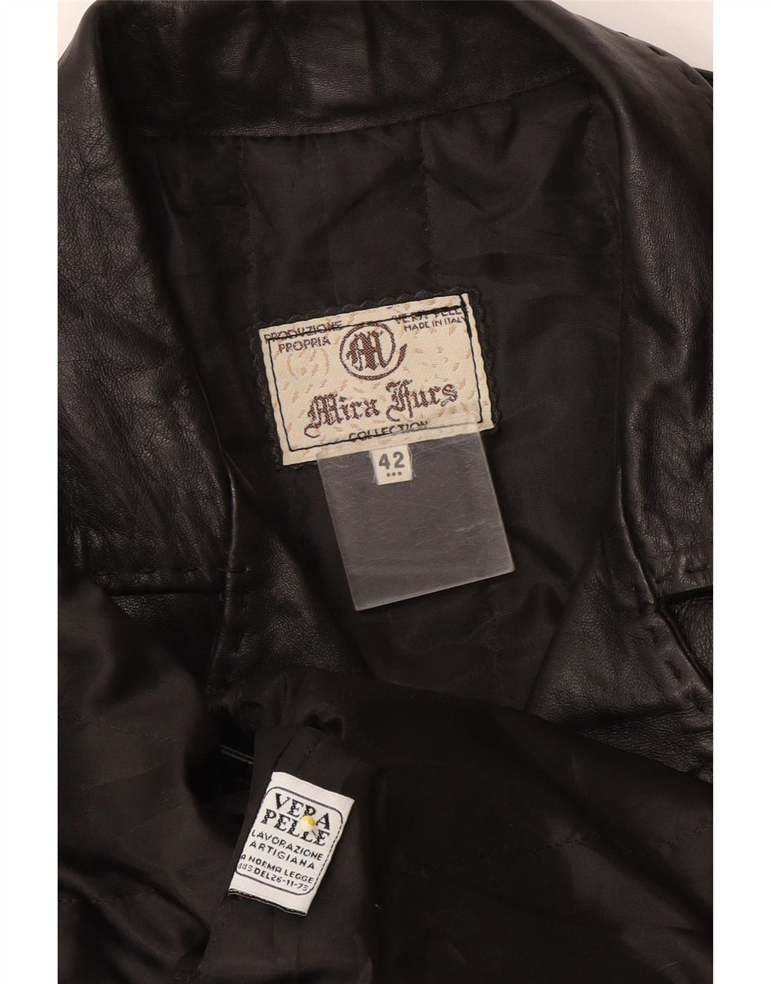 Mira Furs Damen Ledermantel IT 42 Mittelschwarzes Leder