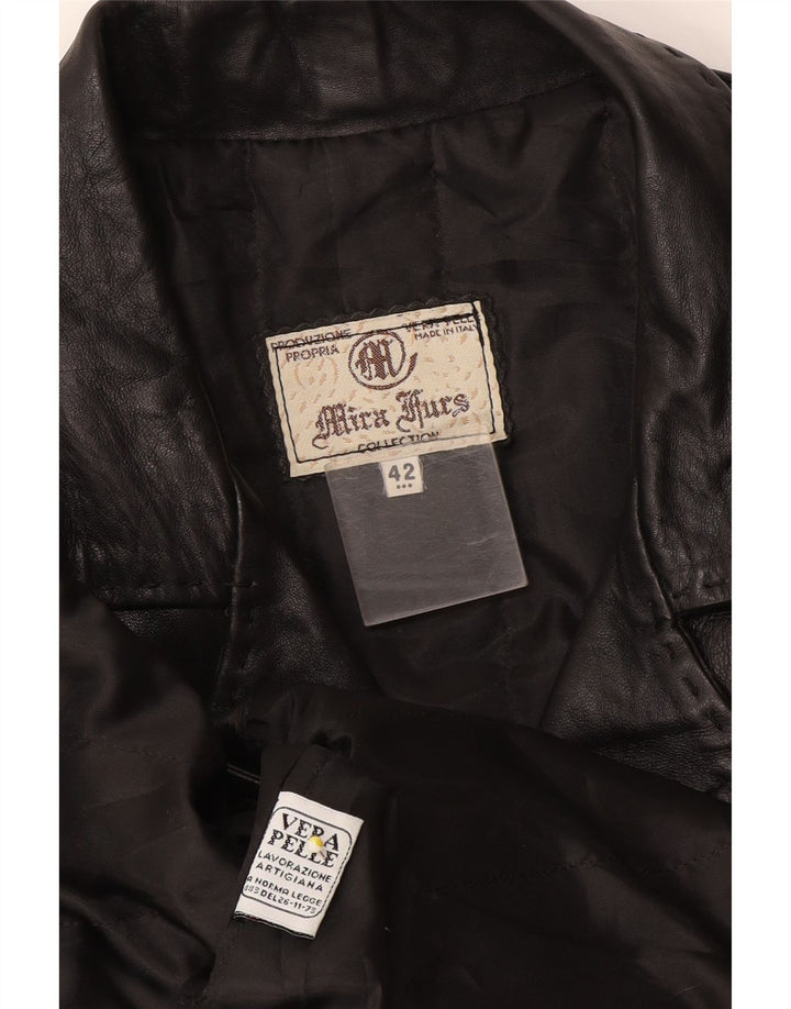 Mira Furs Damen Ledermantel IT 42 Mittelschwarzes Leder