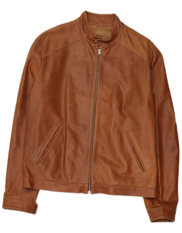 Mays Herren-Lederjacke mit normaler Passform, UK 42, XL, Braun