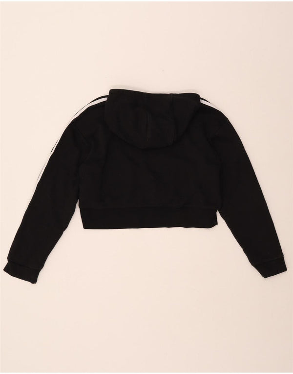 ADIDAS Crop Graphic Hoodie-Pullover für Mädchen, 11–12 Jahre, schwarze Baumwolle