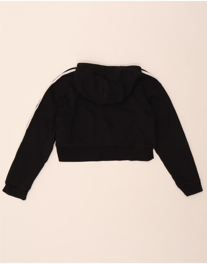 ADIDAS Crop Graphic Hoodie-Pullover für Mädchen, 11–12 Jahre, schwarze Baumwolle