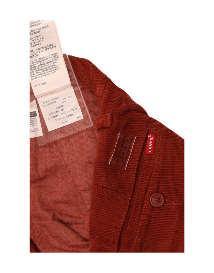 LEVI'S Herren Slim Tapered Cordhose W31 L32 Rote Baumwolle