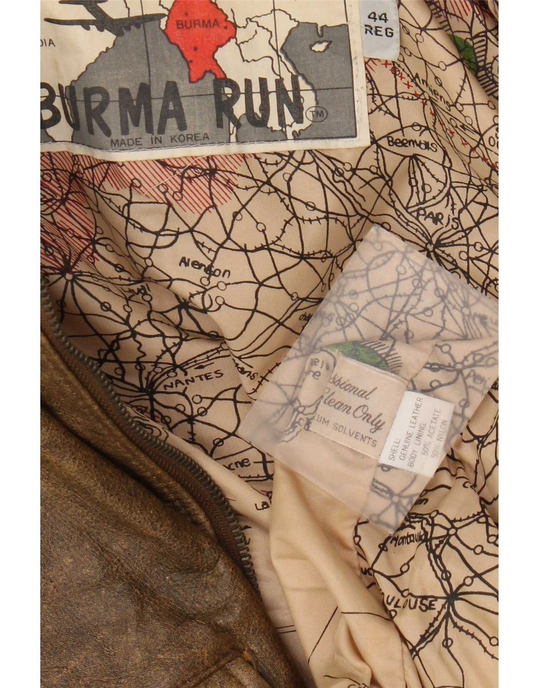 Vintage Herren Militärlederjacke IT 44 XS Braun