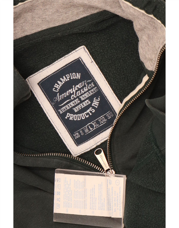 Champion Herren-Sweatshirt mit Reißverschluss am Hals, groß, aus grüner Baumwolle