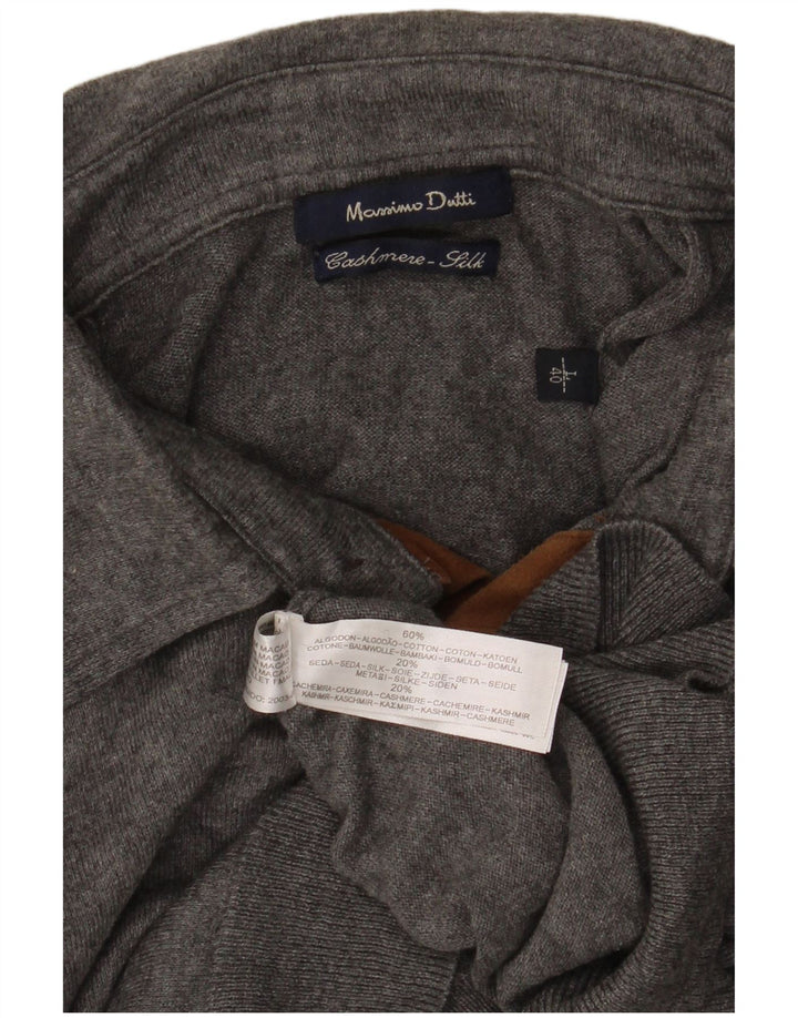MASSIMO DUTTI Herren-Pullover mit Rollkragen, groß, aus grauer Baumwolle
