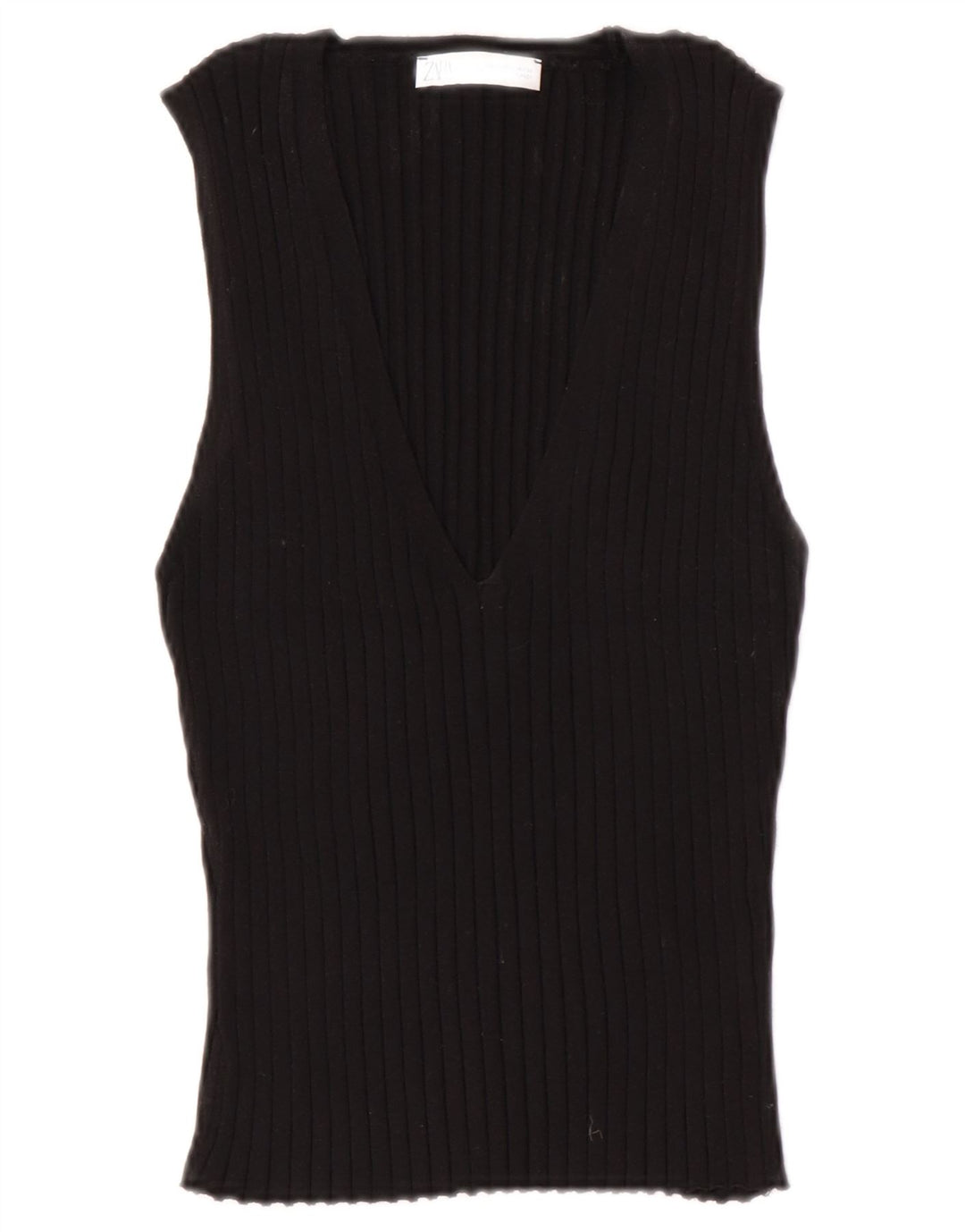 Zara Damen Weste Tank Top UK 14 Large Schwarz