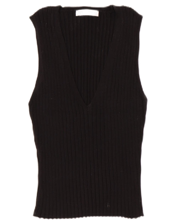 Zara Damen Weste Tank Top UK 14 Large Schwarz