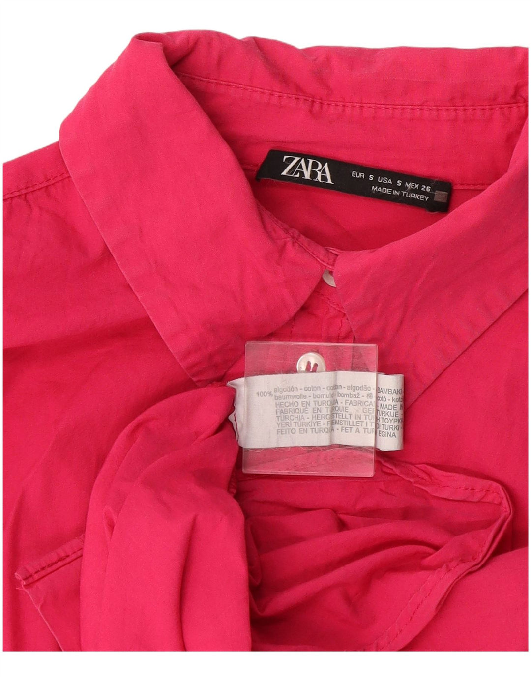 Zara Damen-Oversize-Hemd, Gr. 10, Größe S, Rosa, Baumwolle