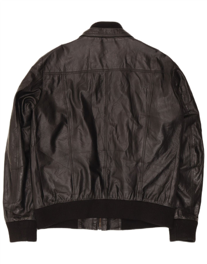 Gianfranco Gotelli Herren Bomber-Lederjacke UK 38 Mittelschwarzes Leder