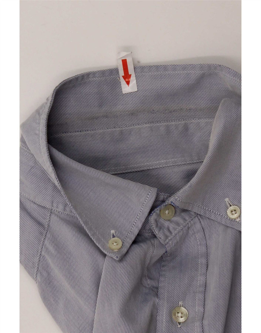 Lacoste Herrenhemd, Größe 39, kleine blaue Nadelstreifen-Baumwolle