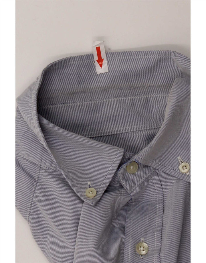 Lacoste Herrenhemd, Größe 39, kleine blaue Nadelstreifen-Baumwolle