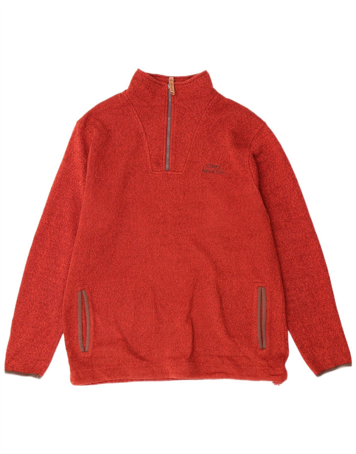 Weird Fish Herren-Sweatshirt mit Reißverschluss am Hals, großes, rot meliertes Polyester