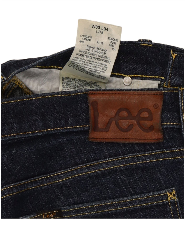 Lee Herren Luke Slim Jeans W33 L34 Marineblau Baumwolle