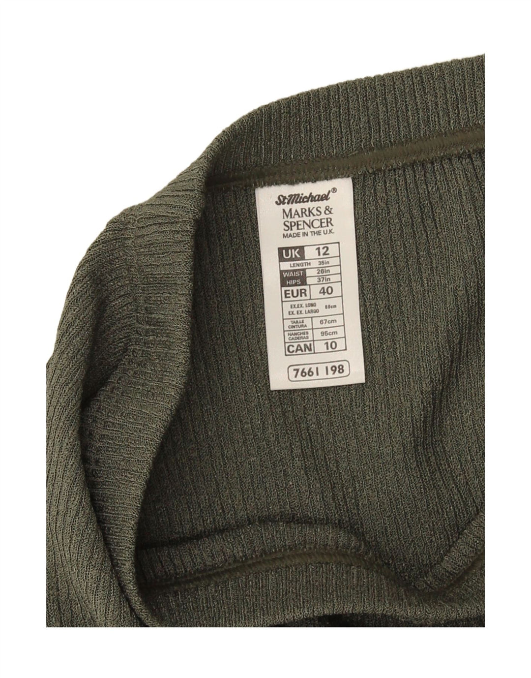 Marks & Spencer Damen Strick-Midirock UK 12 Medium W28 Khaki Polyester