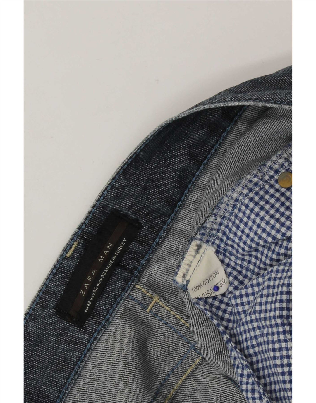 Zara Herren Straight Jeans EU 42 Large W32 L30 Blaue Baumwolle