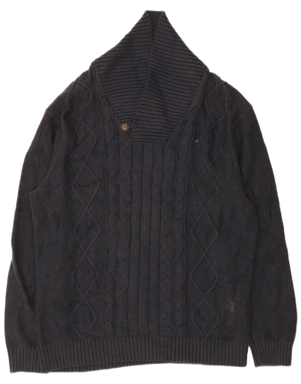 Nautica Herren-Pullover mit Schalkragen, XL, marineblaue Baumwolle