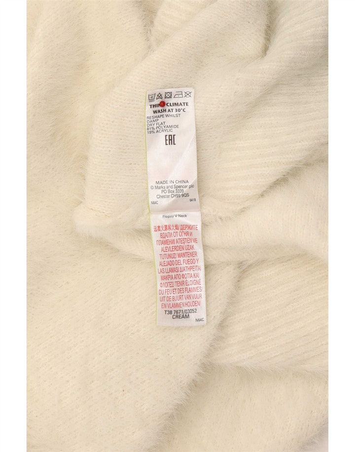 Marks & Spencer Damen-Pullover mit V-Ausschnitt, Gr. 40, Größe L, gebrochenes Weiß