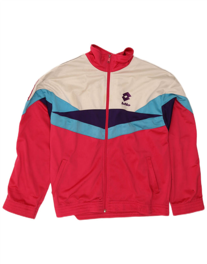 Lotto Herren-Trainingsanzugoberteil mit Grafik, Mittelrosa, Farbblock-Polyester