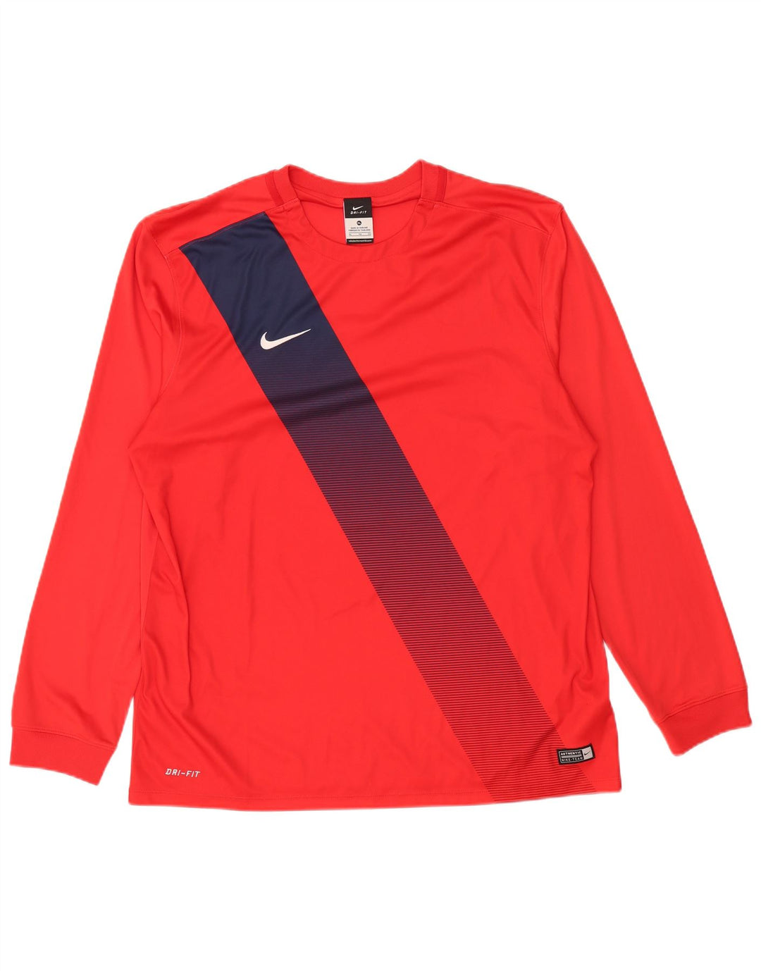 NIKE Herren Dri Fit Top Langarm XL Rot Colourblock Polyester