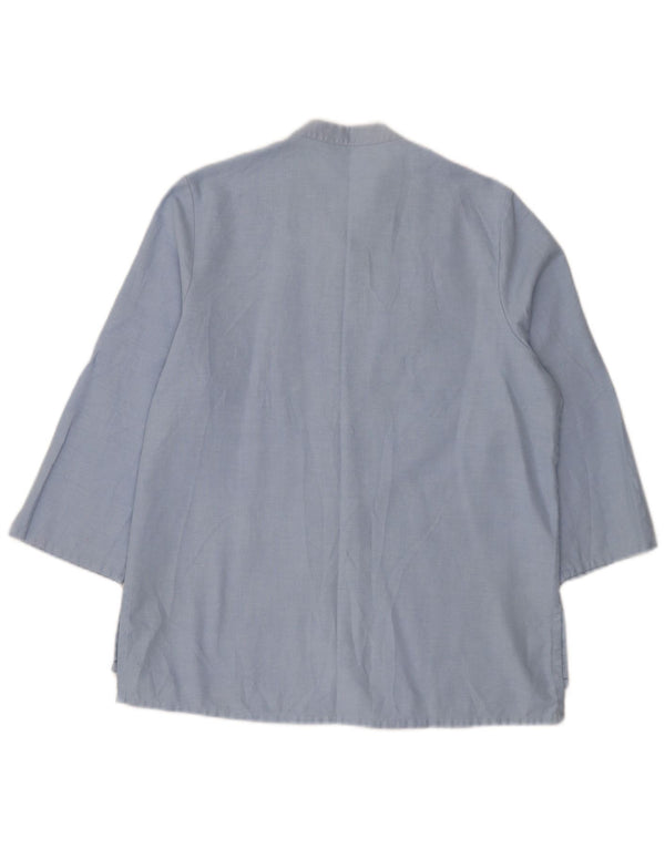 Marks & Spencer Damen 3/4-Ärmel-Hemdbluse UK 12 Mittelblaues Polyester