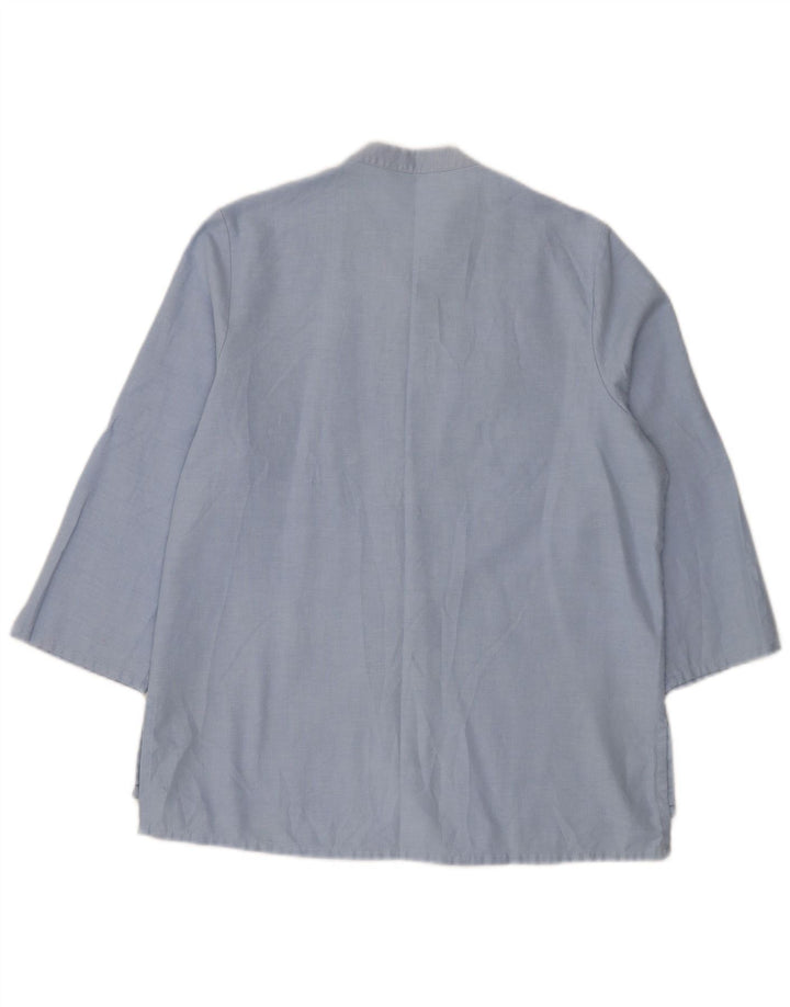 Marks & Spencer Damen 3/4-Ärmel-Hemdbluse UK 12 Mittelblaues Polyester