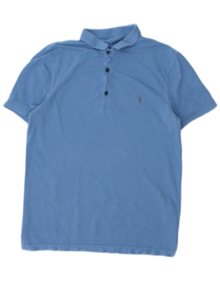 ALL SAINTS Herren-Poloshirt, klein, blaue Baumwolle