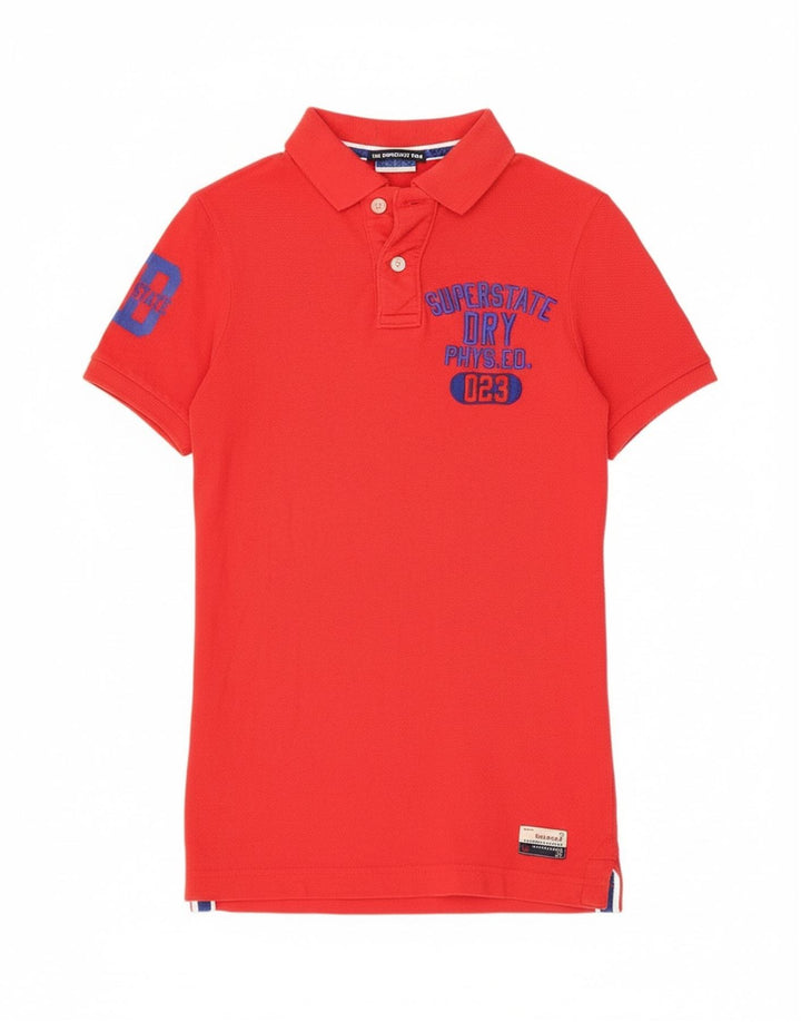 Superdry Herren-Poloshirt mit Grafik, Größe S, rote Baumwolle